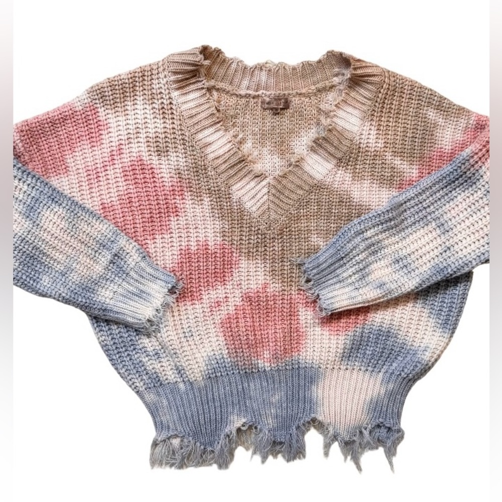 MAIN STRIP RAW edge frayed sweater women’s size Small - Picture 3 of 14